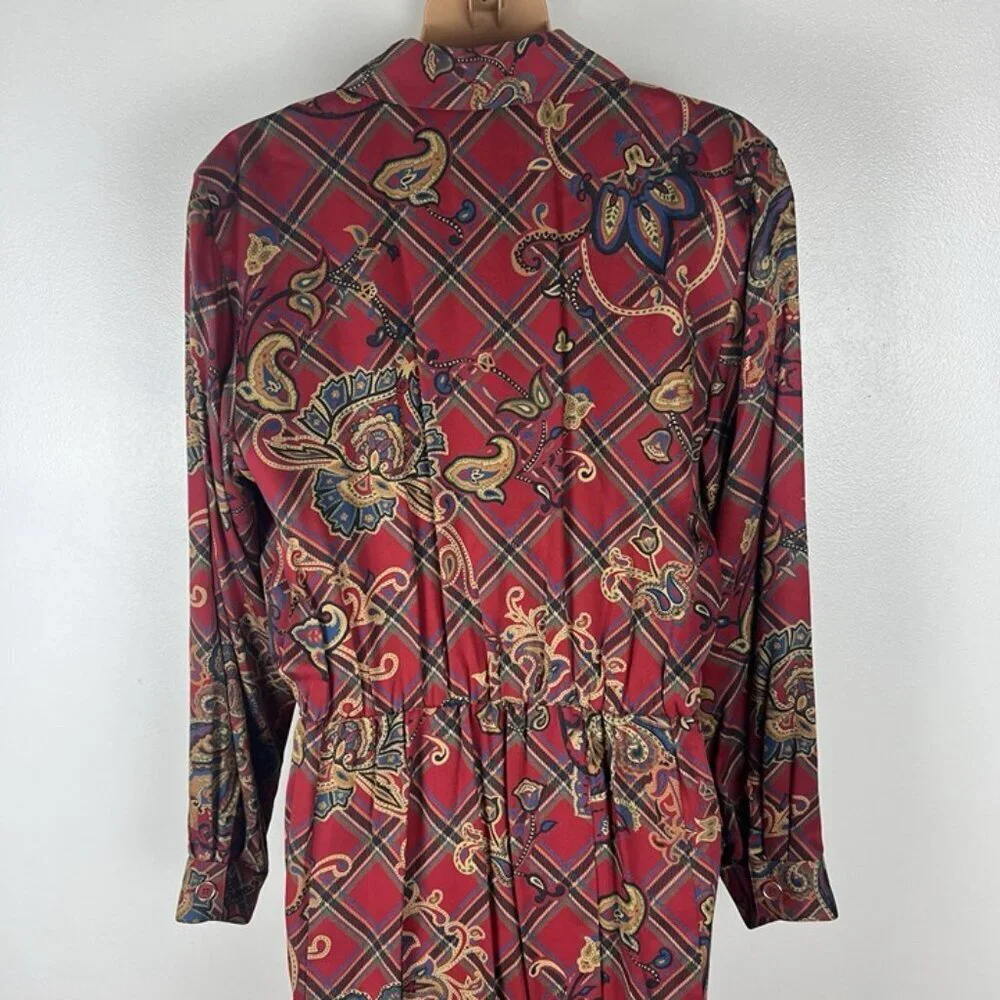Vintage Talbots Faux Wrap Midi Dress sz 8 PETITE Plaid Equestrian Academia‎ Prep